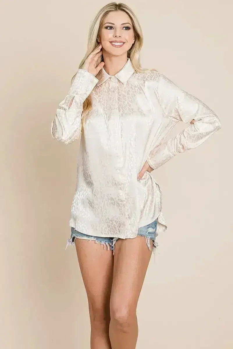 Chemise ample en satin imprimé animal | Femstylo