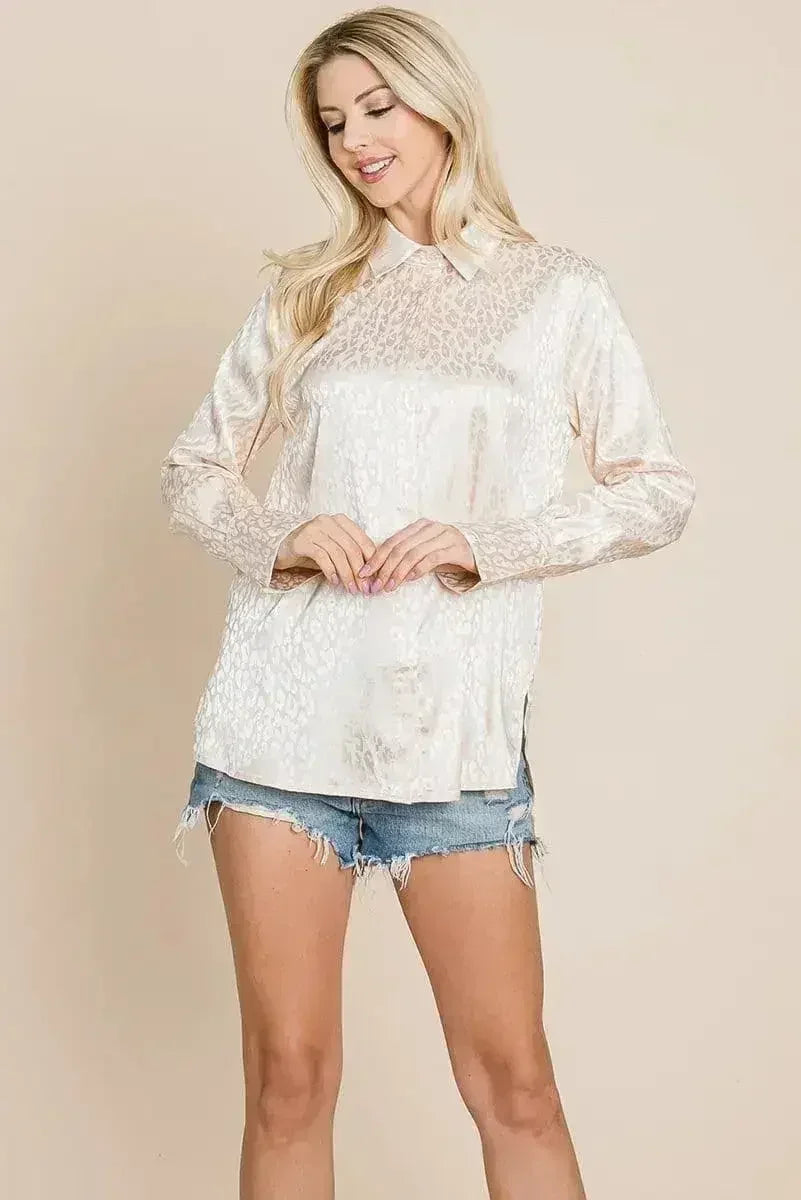 Chemise ample en satin imprimé animal | Femstylo