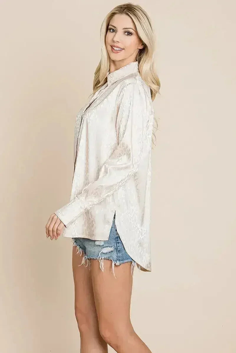 Chemise ample en satin imprimé animal | Femstylo