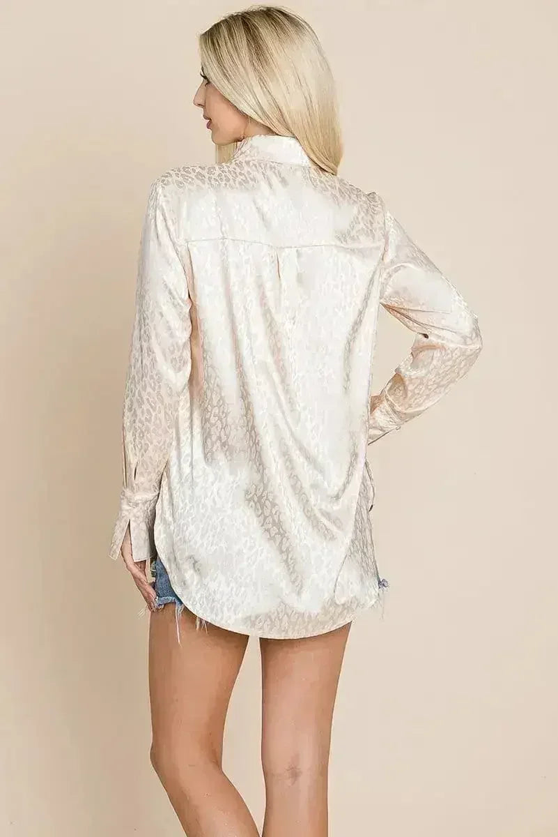 Chemise ample en satin imprimé animal | Femstylo
