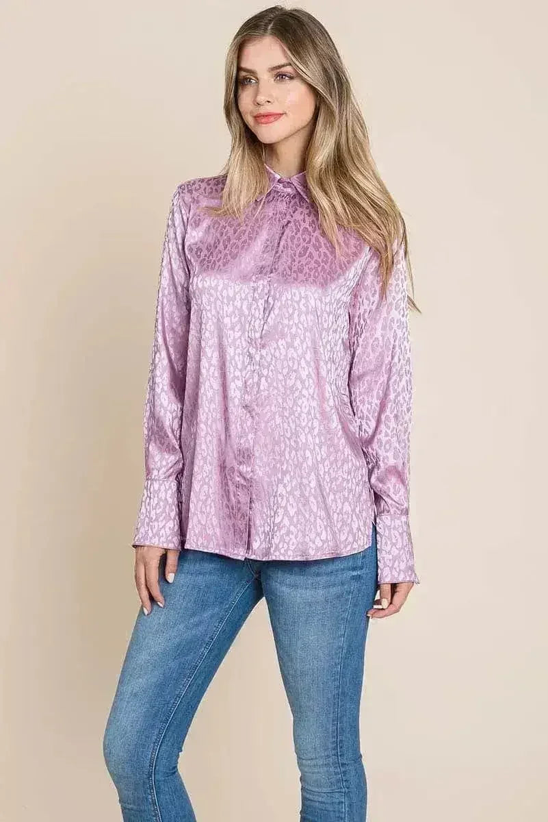 Chemise ample en satin imprimé animal | Femstylo
