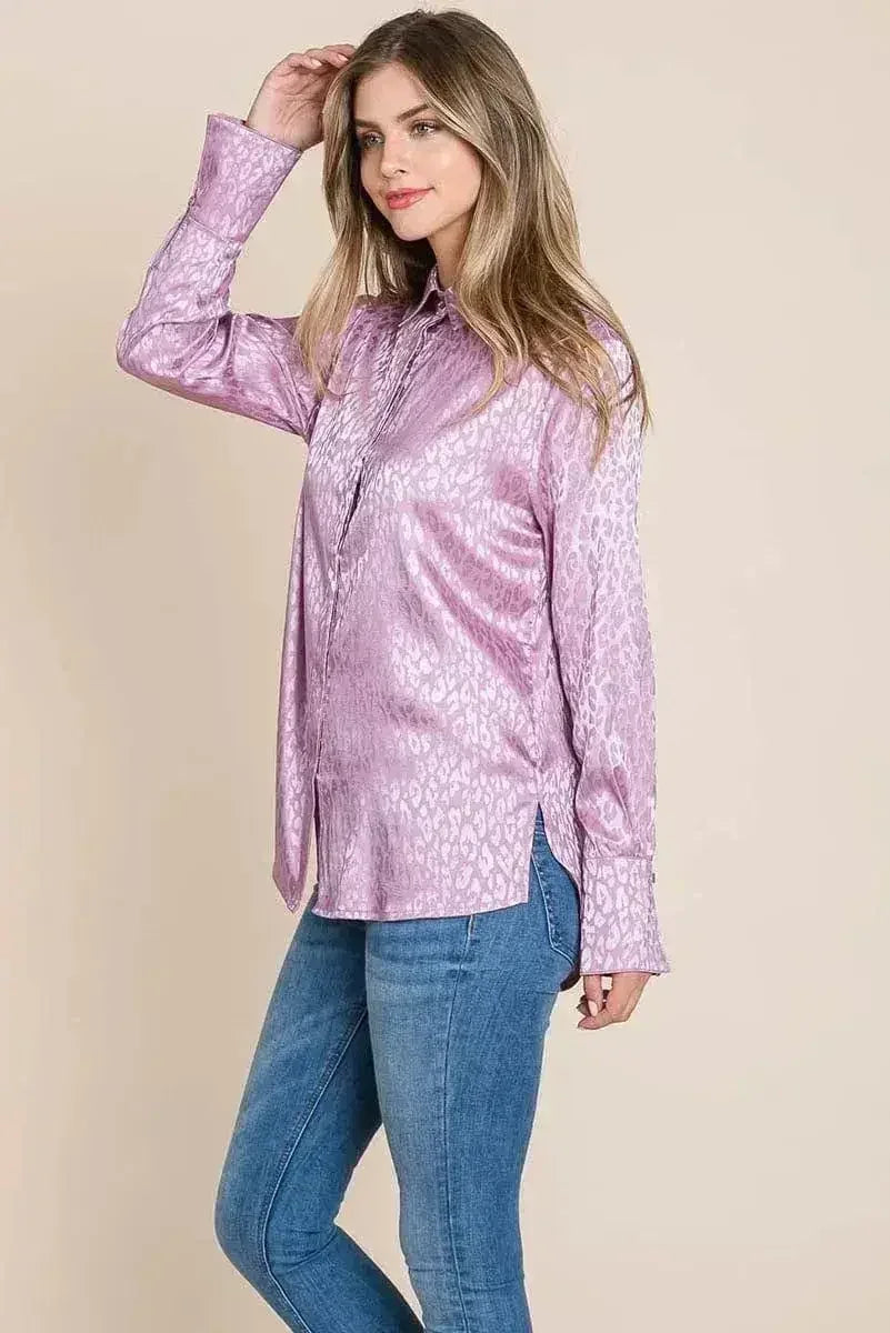 Chemise ample en satin imprimé animal | Femstylo