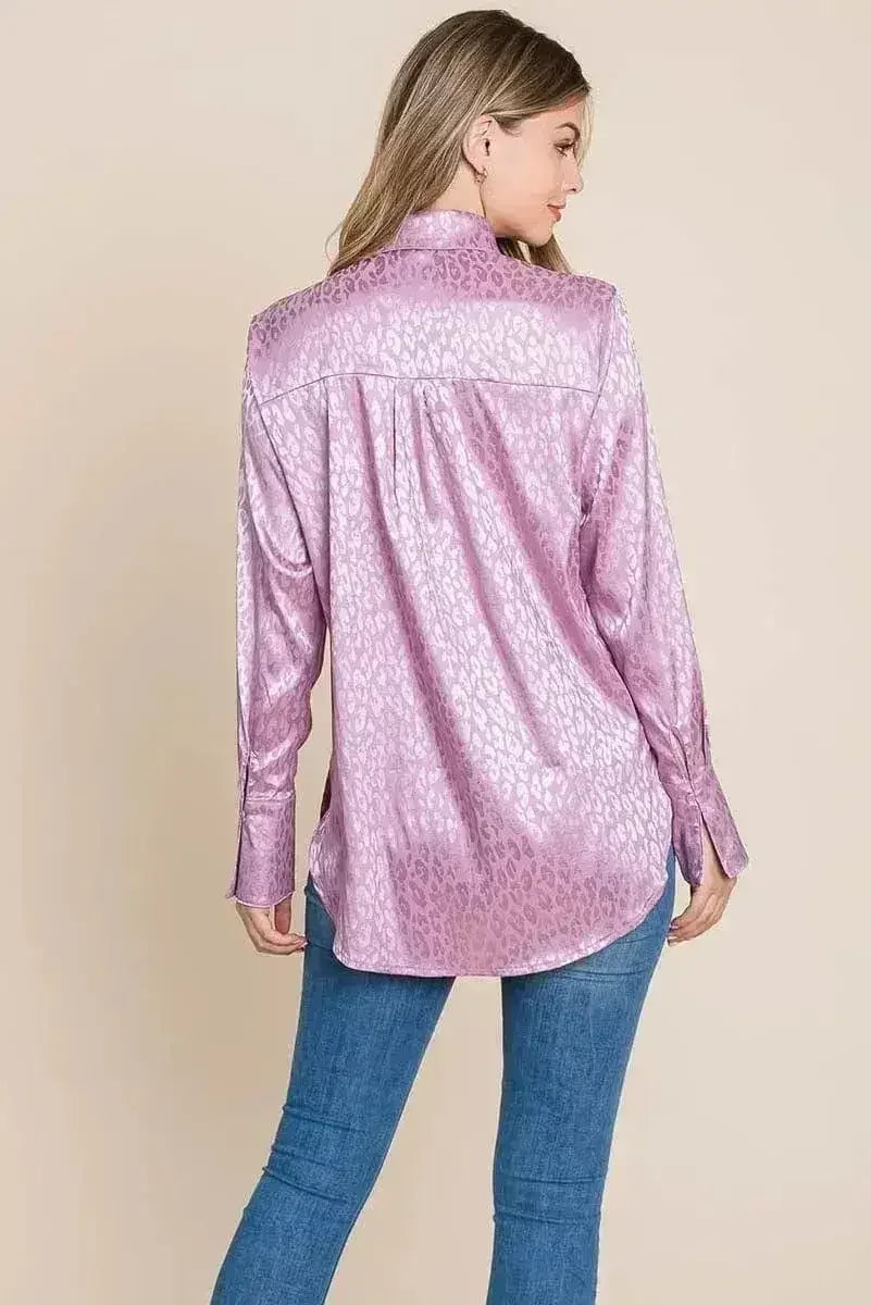 Chemise ample en satin imprimé animal | Femstylo