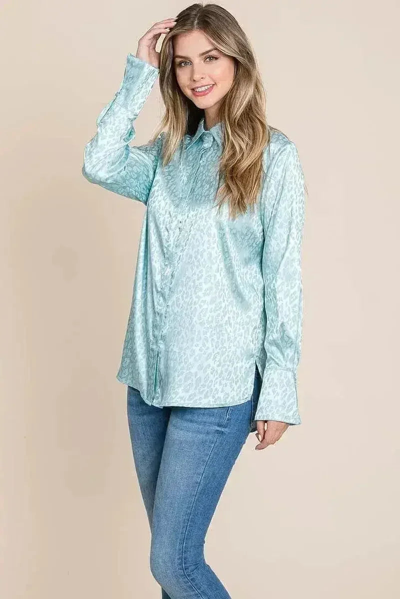 Chemise ample en satin imprimé animal | Femstylo