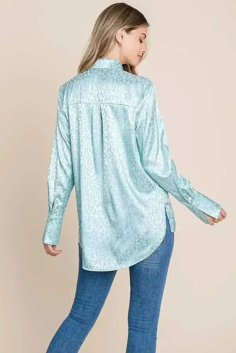 Chemise ample en satin imprimé animal | Femstylo