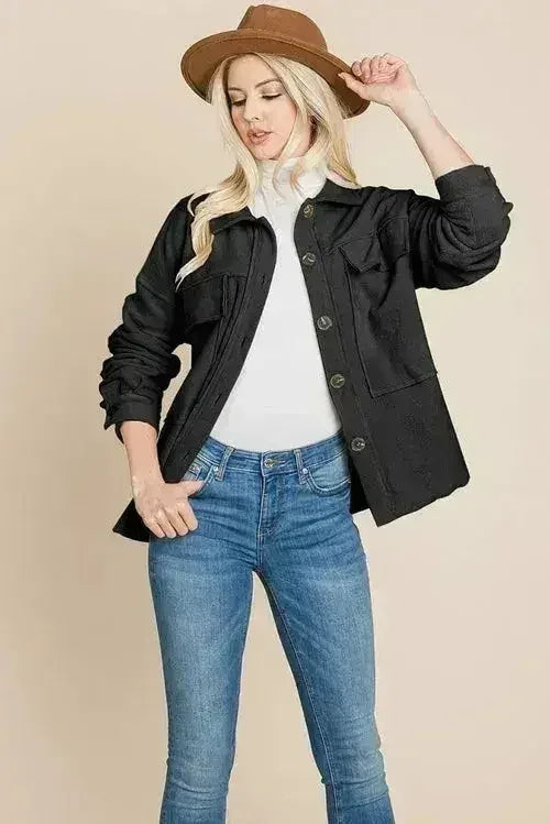 Veste polaire à revers boutonnée en Sherpa