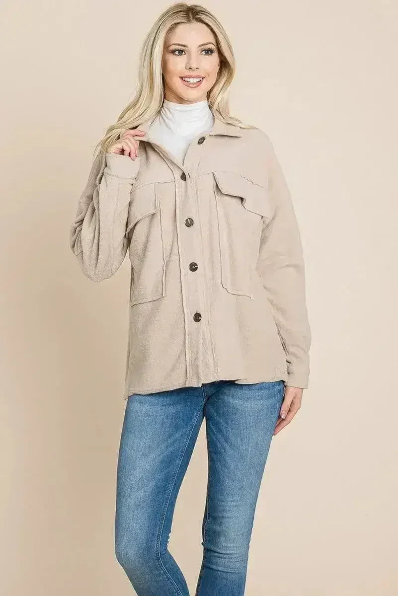Veste polaire à revers boutonnée en Sherpa
