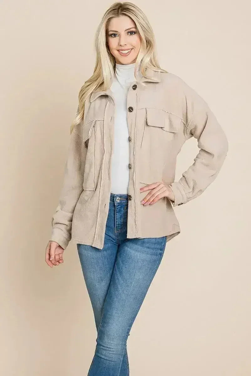 Veste polaire à revers boutonnée en Sherpa