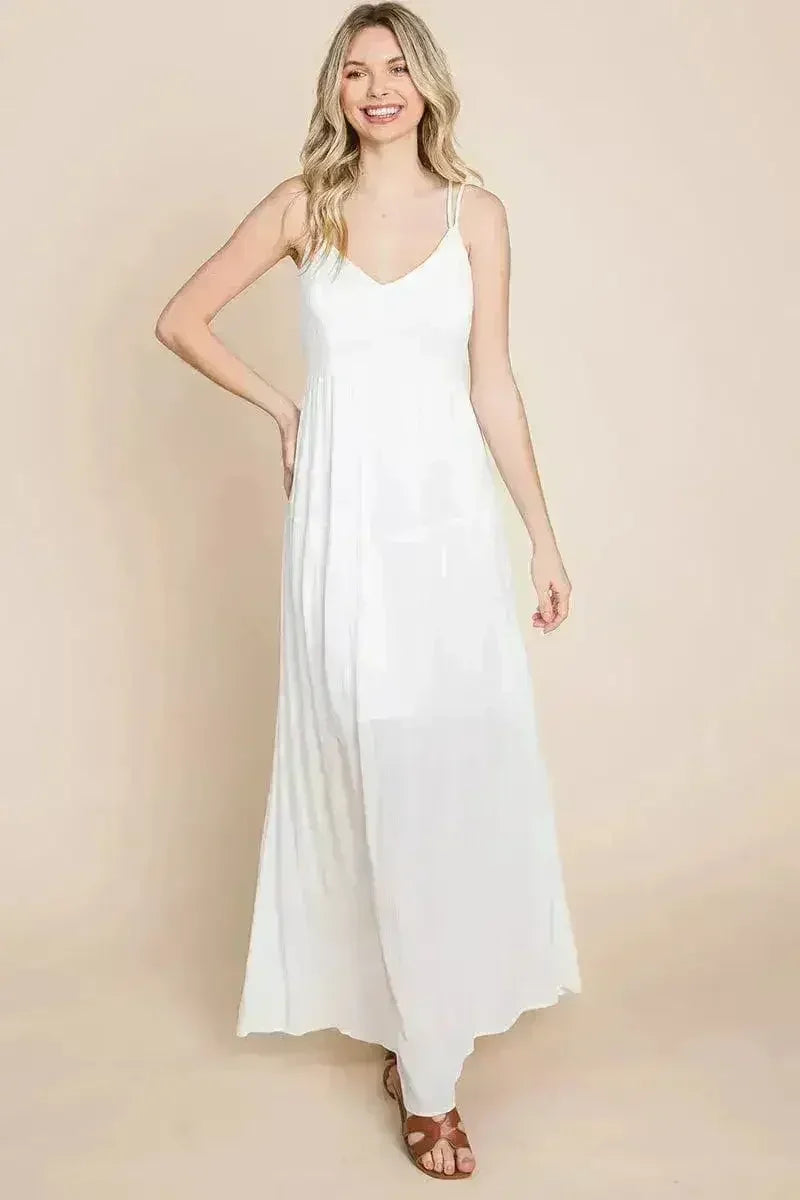 Robe longue de demoiselle d'honneur de plage avec dos croisé