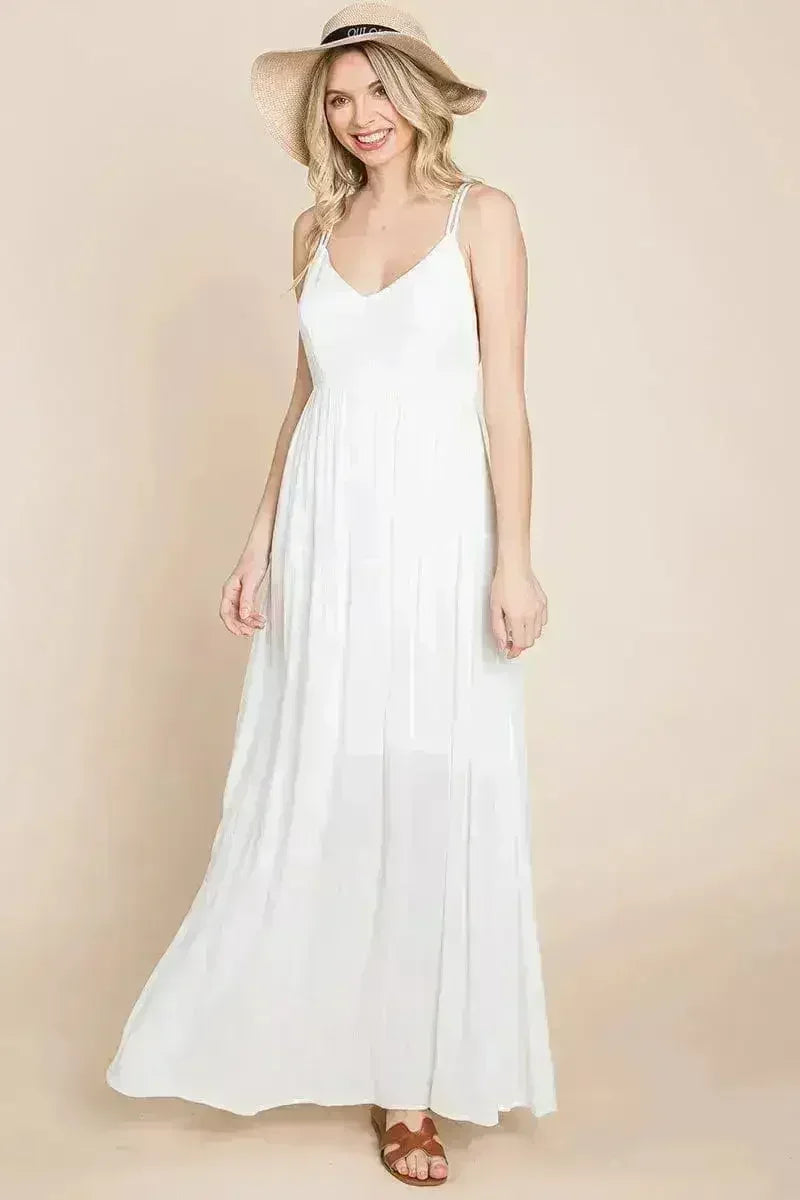 Robe longue de demoiselle d'honneur de plage avec dos croisé