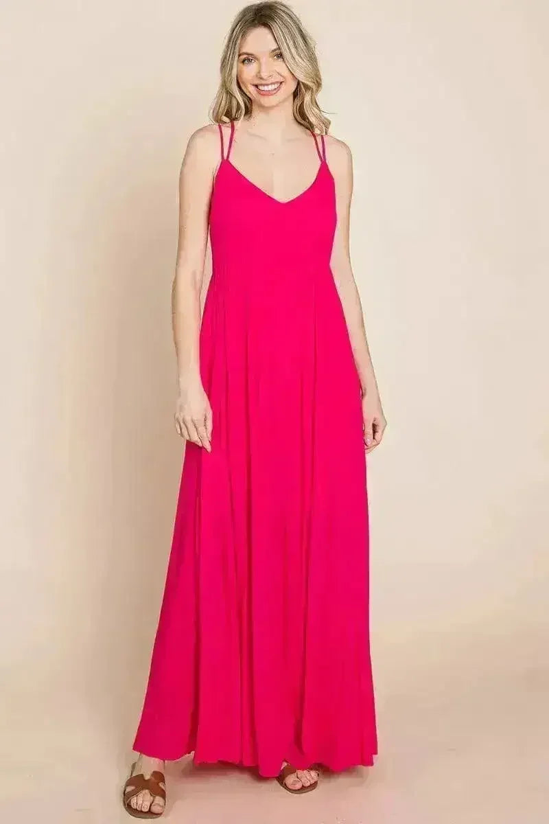 Robe longue de demoiselle d'honneur de plage avec dos croisé