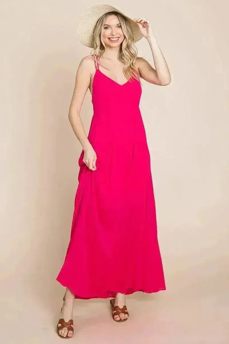 Robe longue de demoiselle d'honneur de plage avec dos croisé