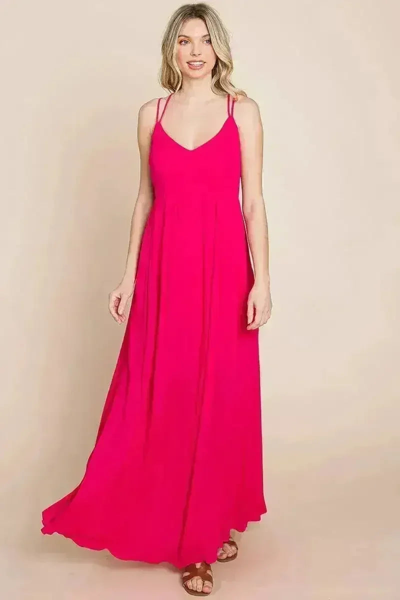 Robe longue de demoiselle d'honneur de plage avec dos croisé