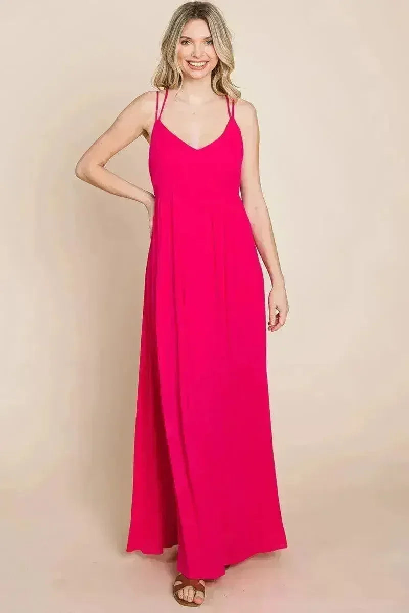 Robe longue de demoiselle d'honneur de plage avec dos croisé