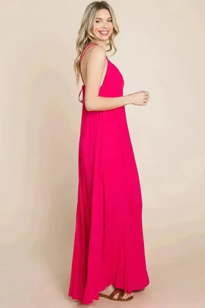 Robe longue de demoiselle d'honneur de plage avec dos croisé