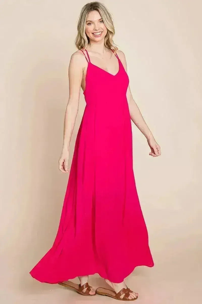 Robe longue de demoiselle d'honneur de plage avec dos croisé