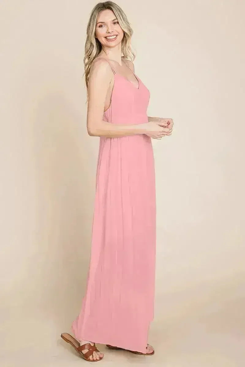 Robe longue de demoiselle d'honneur de plage avec dos croisé