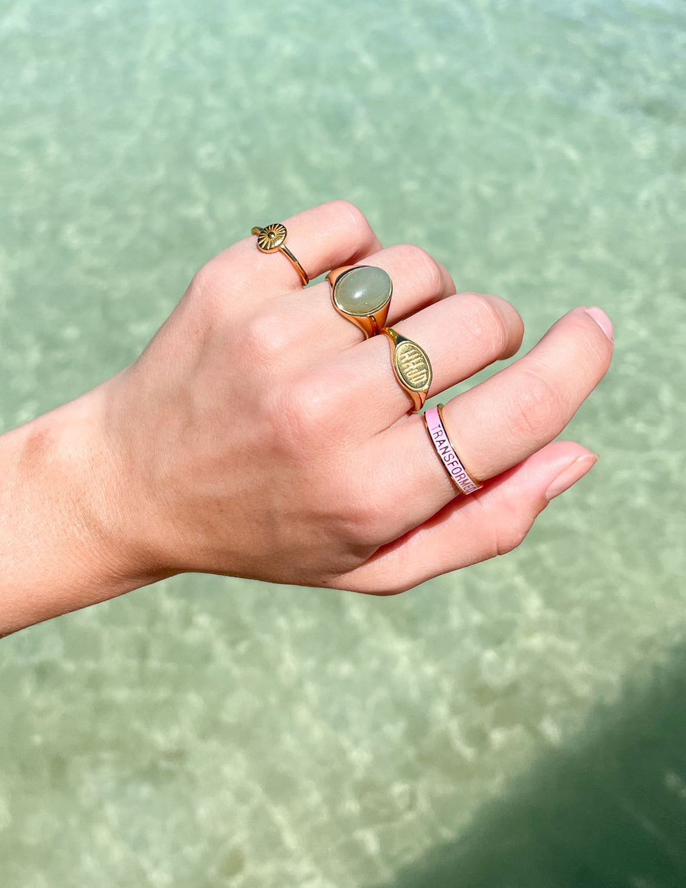 Bague Transformée en Émail Rose