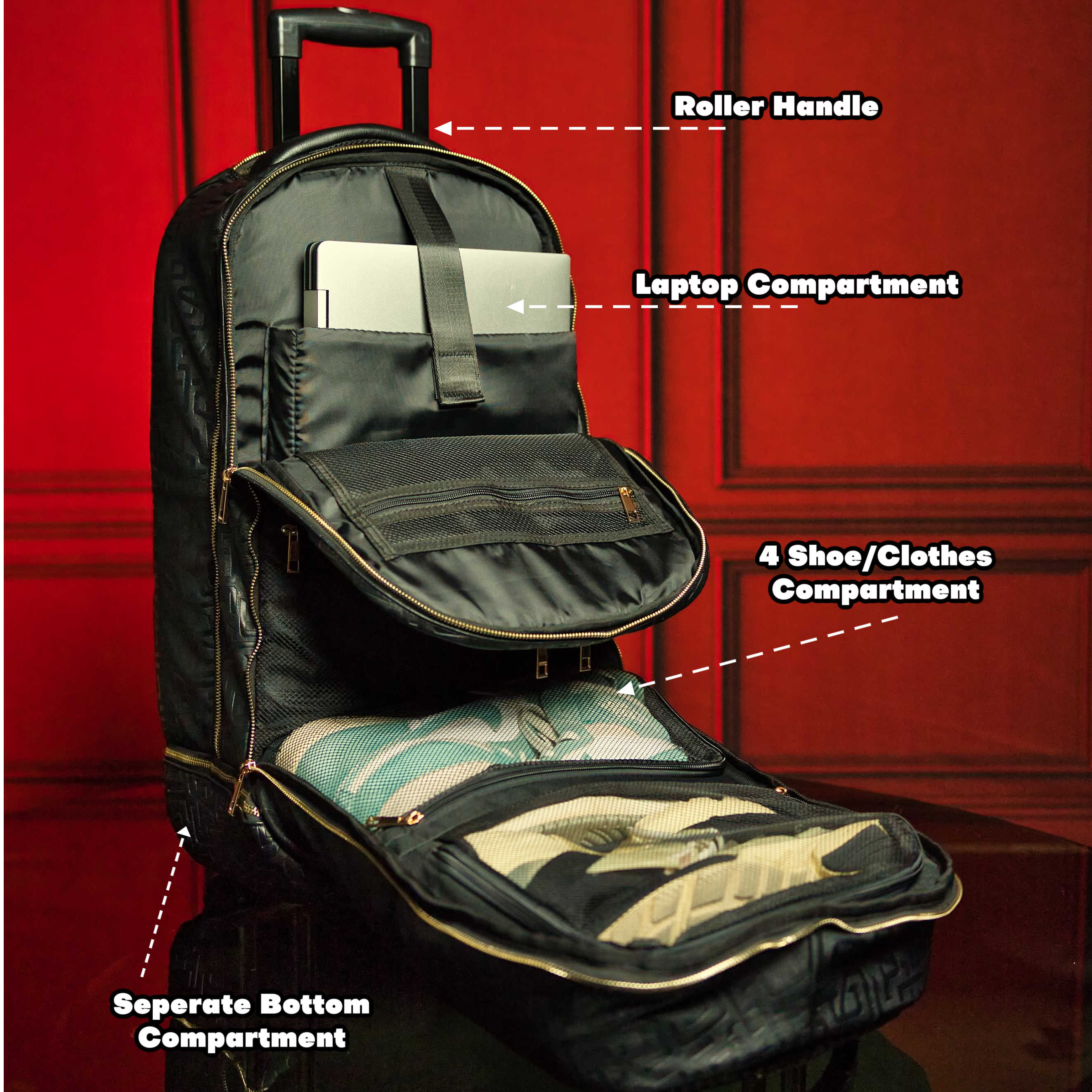 Ensemble de sacs à roulettes en cuir noir