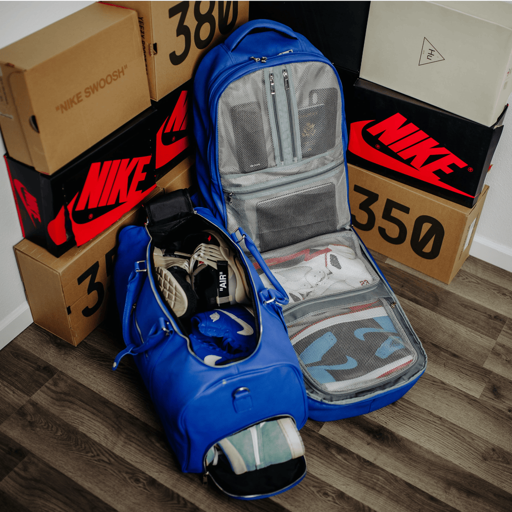 Sac de voyage en cuir bleu roi
