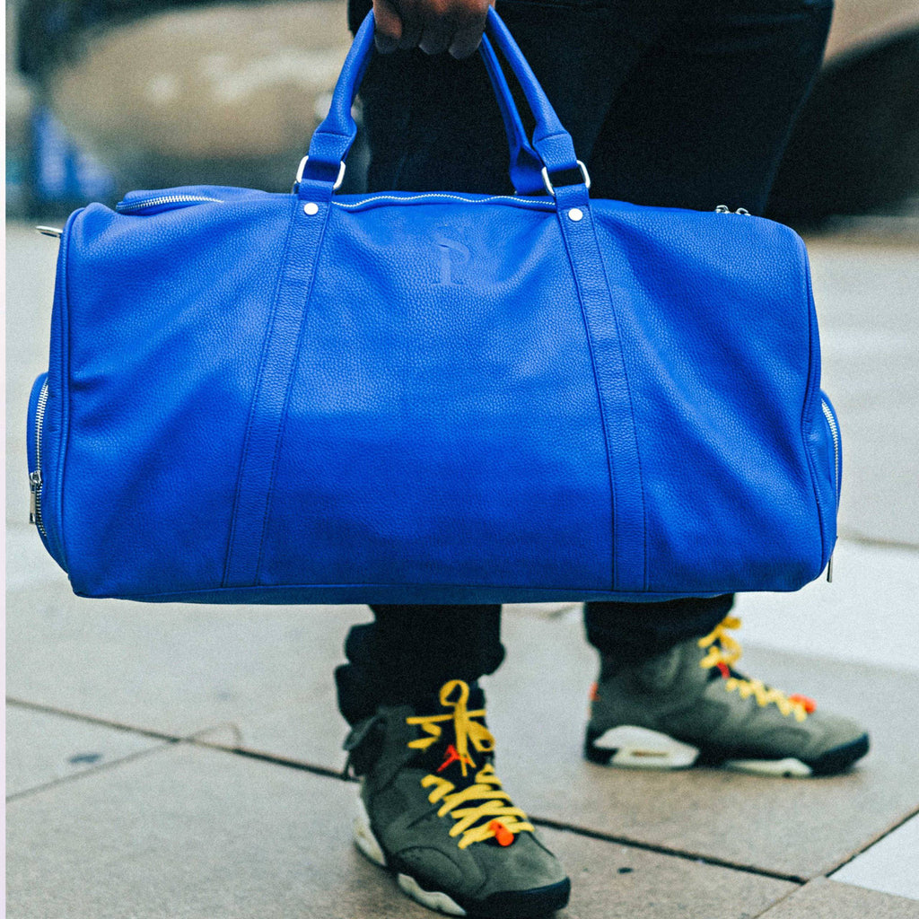 Sac de voyage en cuir bleu roi