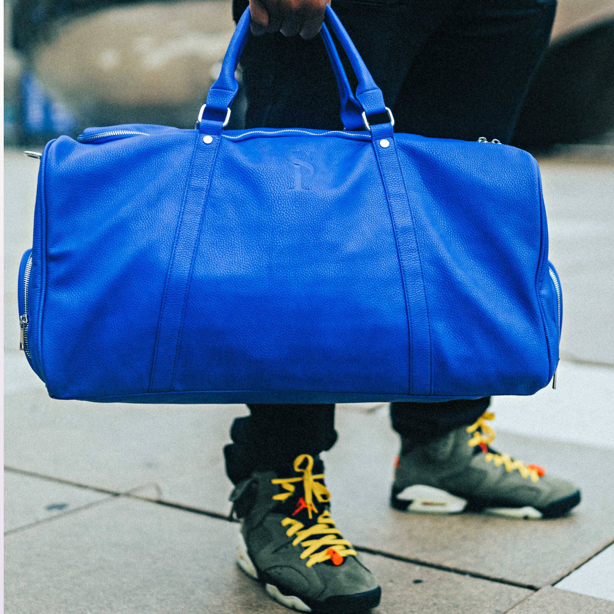 Sac de voyage en cuir bleu roi