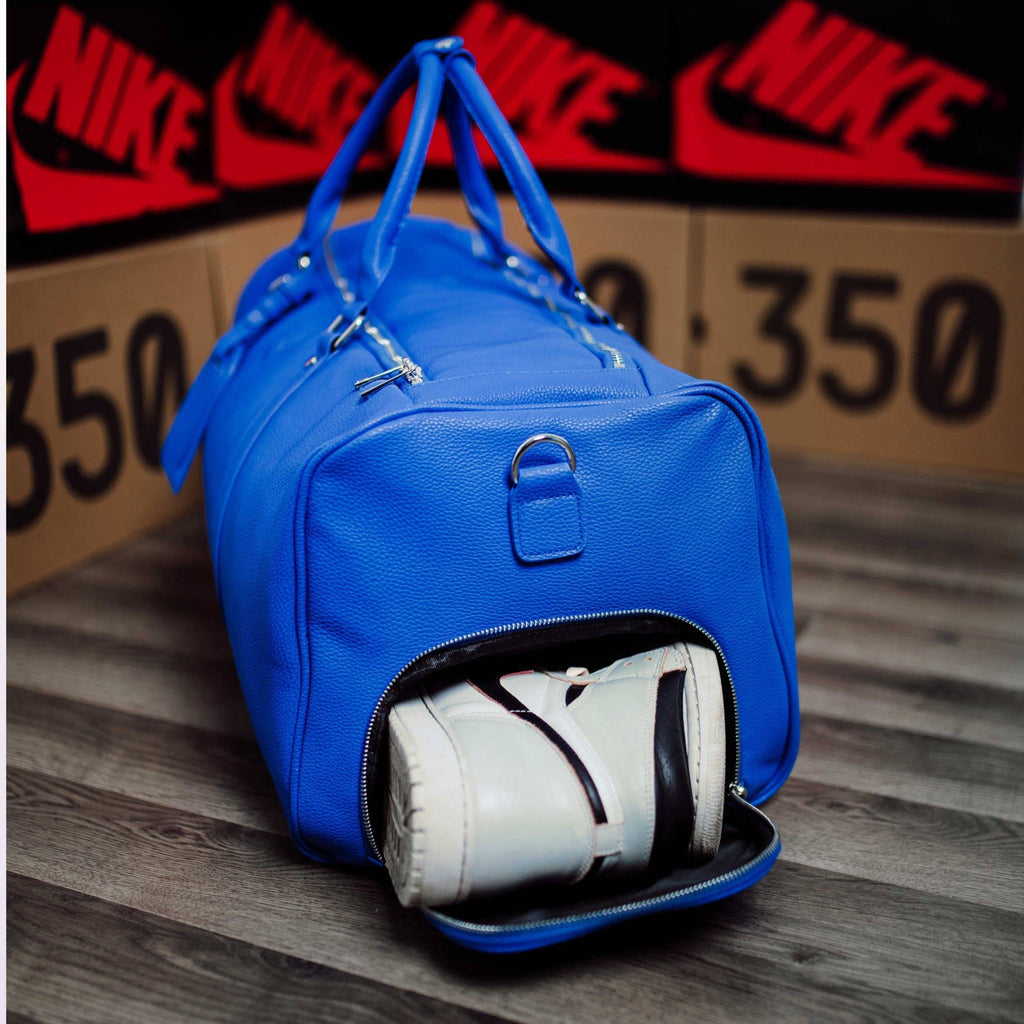 Sac de voyage en cuir bleu roi