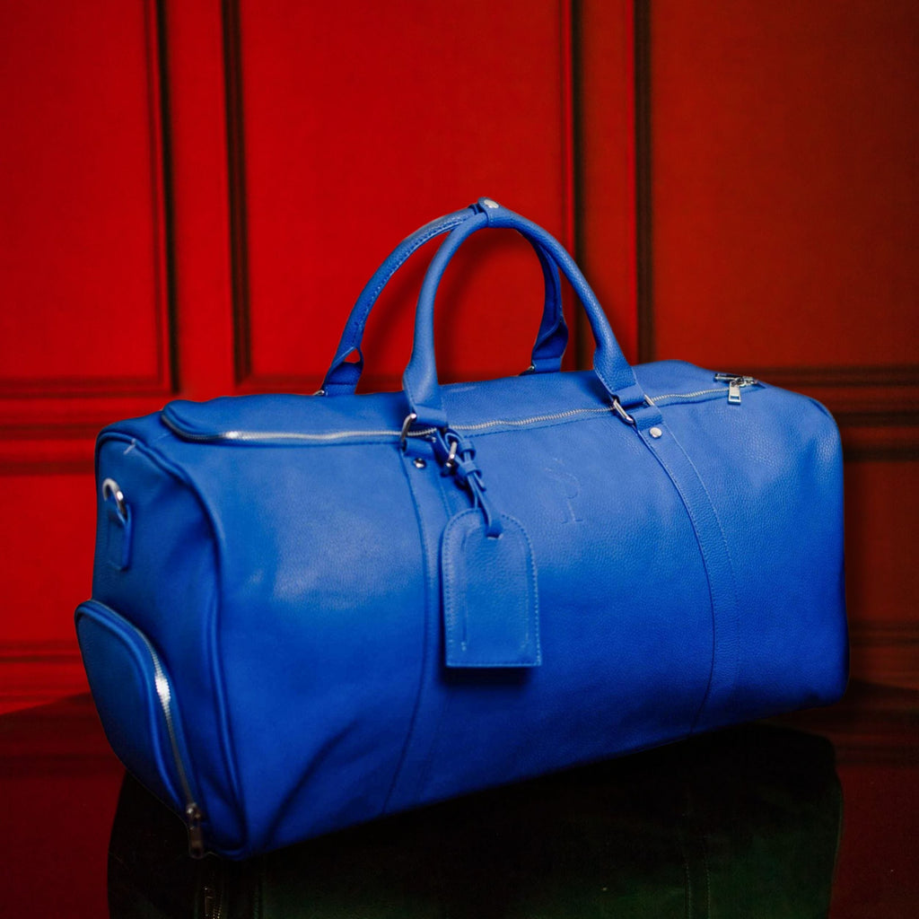 Sac de voyage en cuir bleu roi