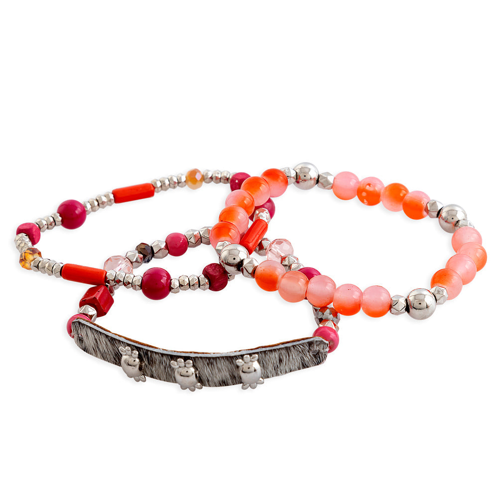 Bracelet multibrins Devonnie corail