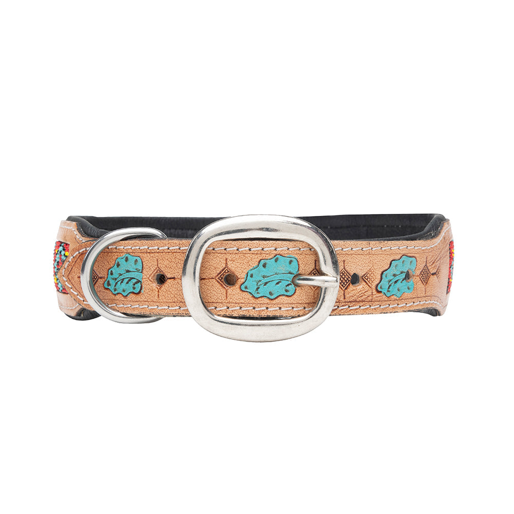 Collier pour chien en cuir repoussé Poppy of the Plains