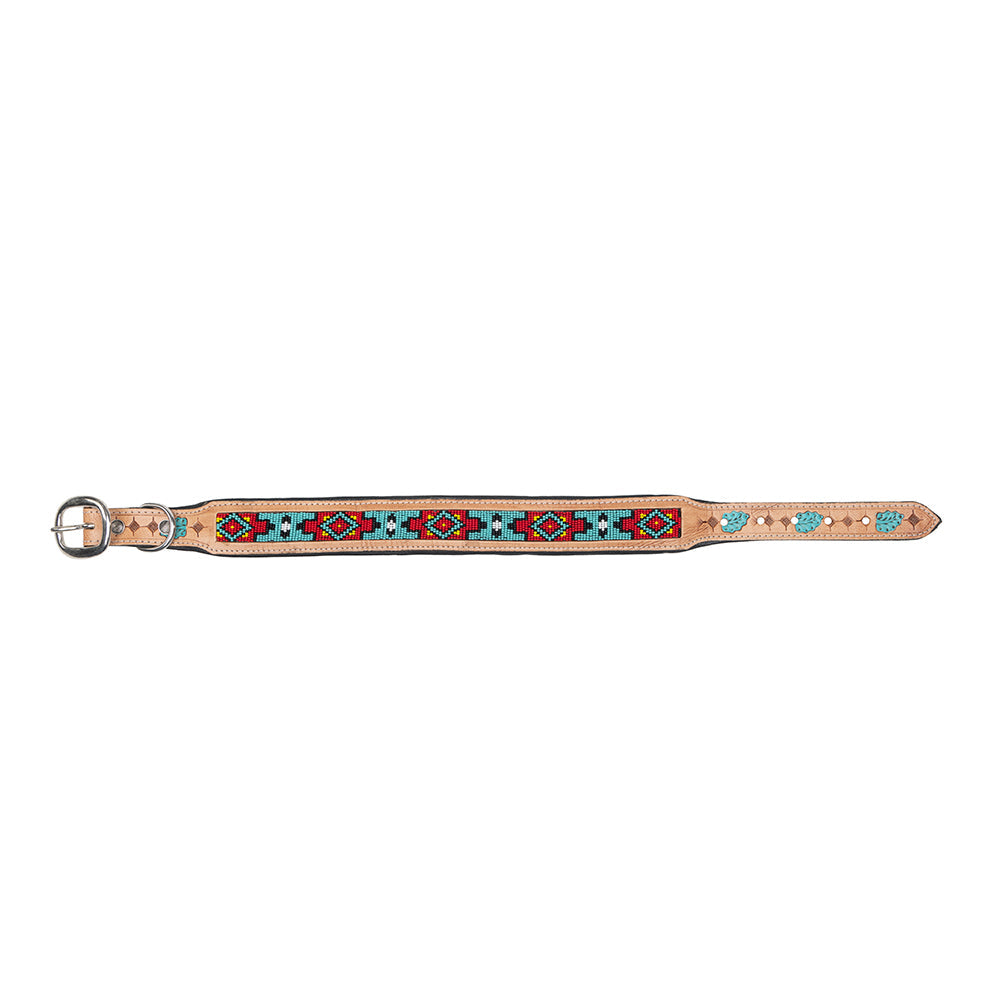 Collier pour chien en cuir repoussé Poppy of the Plains