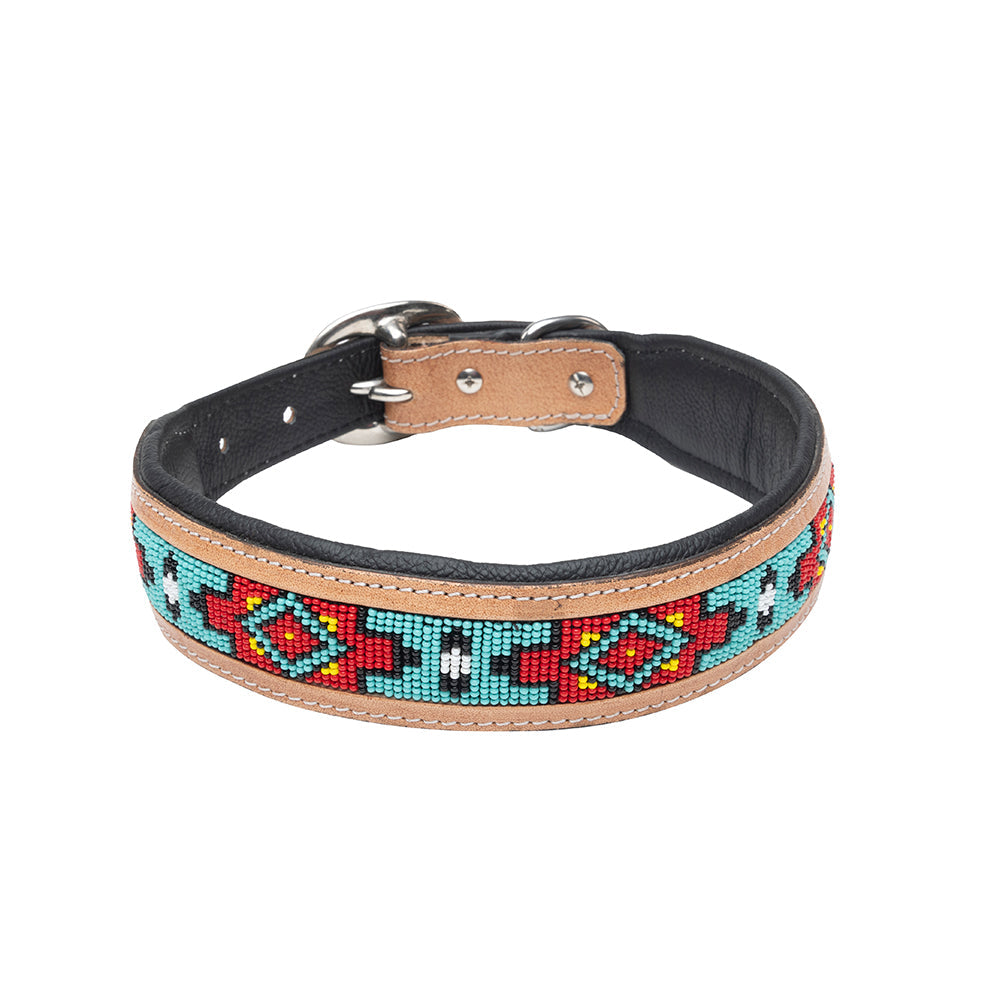 Collier pour chien en cuir repoussé Poppy of the Plains