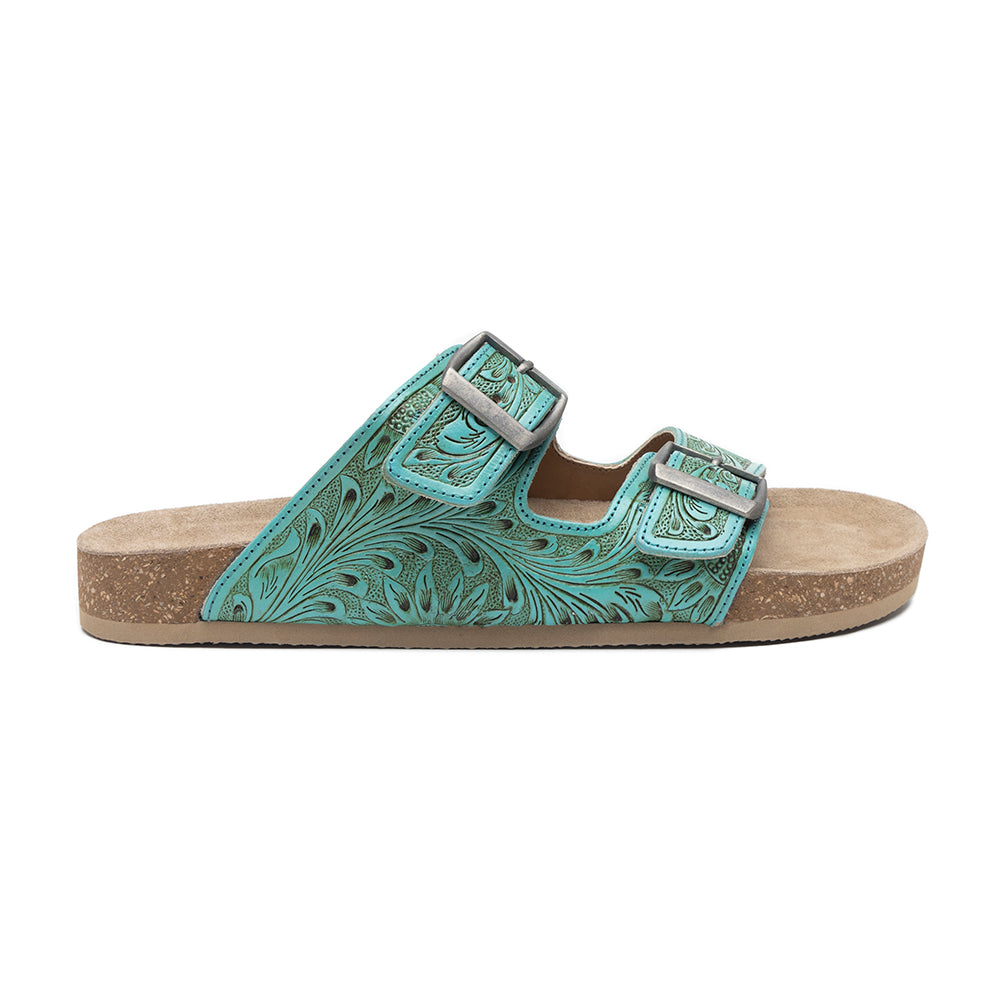 Sandales en cuir Myra Verdent Ranges – Sandales ciselées à double boucle avec amorti souple pour un style décontracté au quotidien