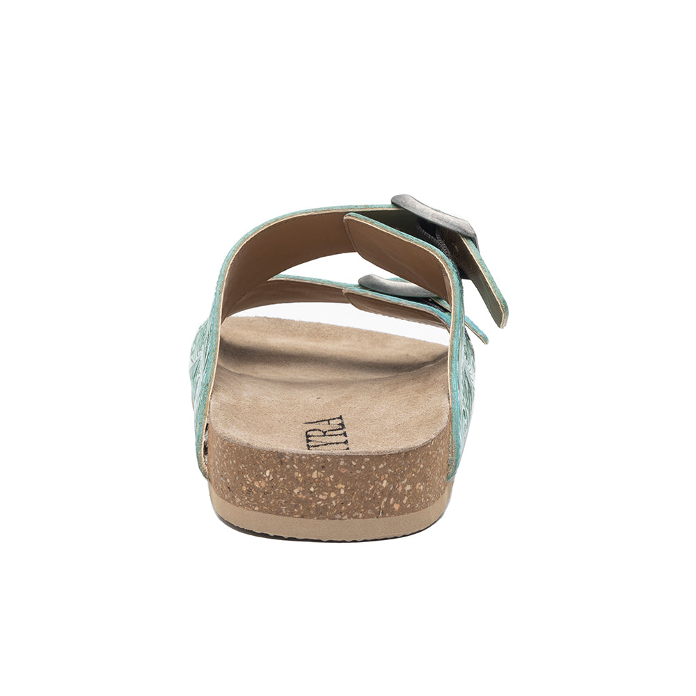 Sandales en cuir Myra Verdent Ranges – Sandales ciselées à double boucle avec amorti souple pour un style décontracté au quotidien