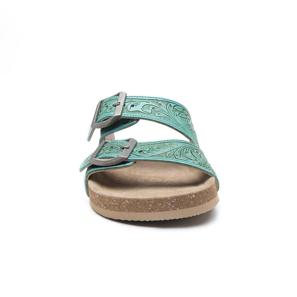 Sandales en cuir Myra Verdent Ranges – Sandales ciselées à double boucle avec amorti souple pour un style décontracté au quotidien