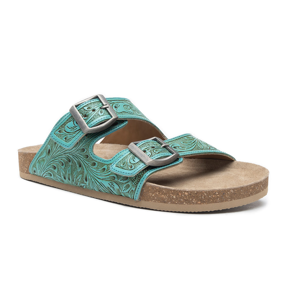 Sandales en cuir Myra Verdent Ranges – Sandales ciselées à double boucle avec amorti souple pour un style décontracté au quotidien