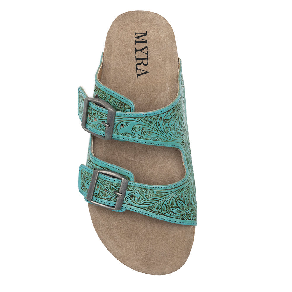 Sandales en cuir Myra Verdent Ranges – Sandales ciselées à double boucle avec amorti souple pour un style décontracté au quotidien