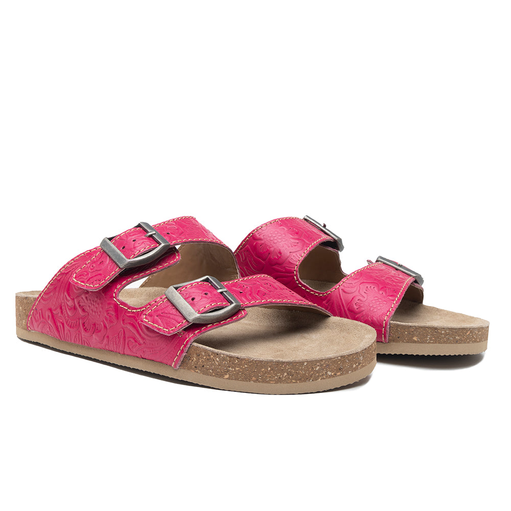 Sandales en cuir gaufré Cœur vibrant