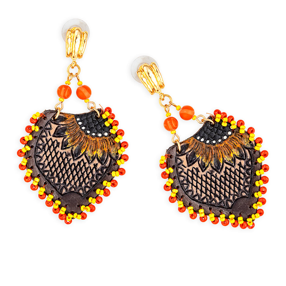 Boucles d'oreilles pendentifs Tournesol