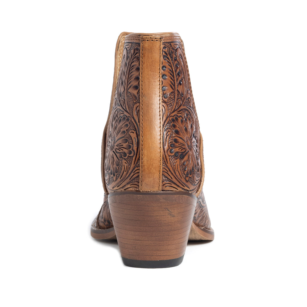 Bottines Dakota Charm ciselées à la main, couleur caramel