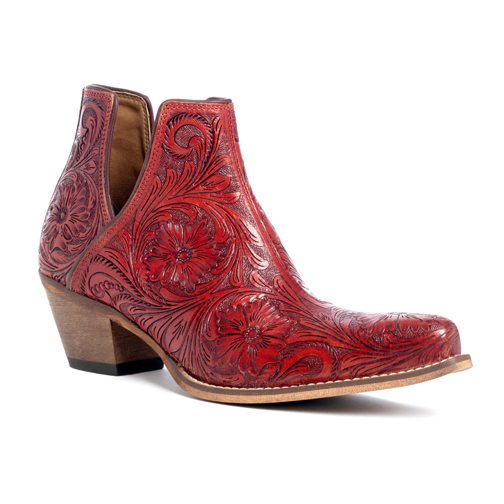 Bottines à talon Western Moxie ciselées écarlates