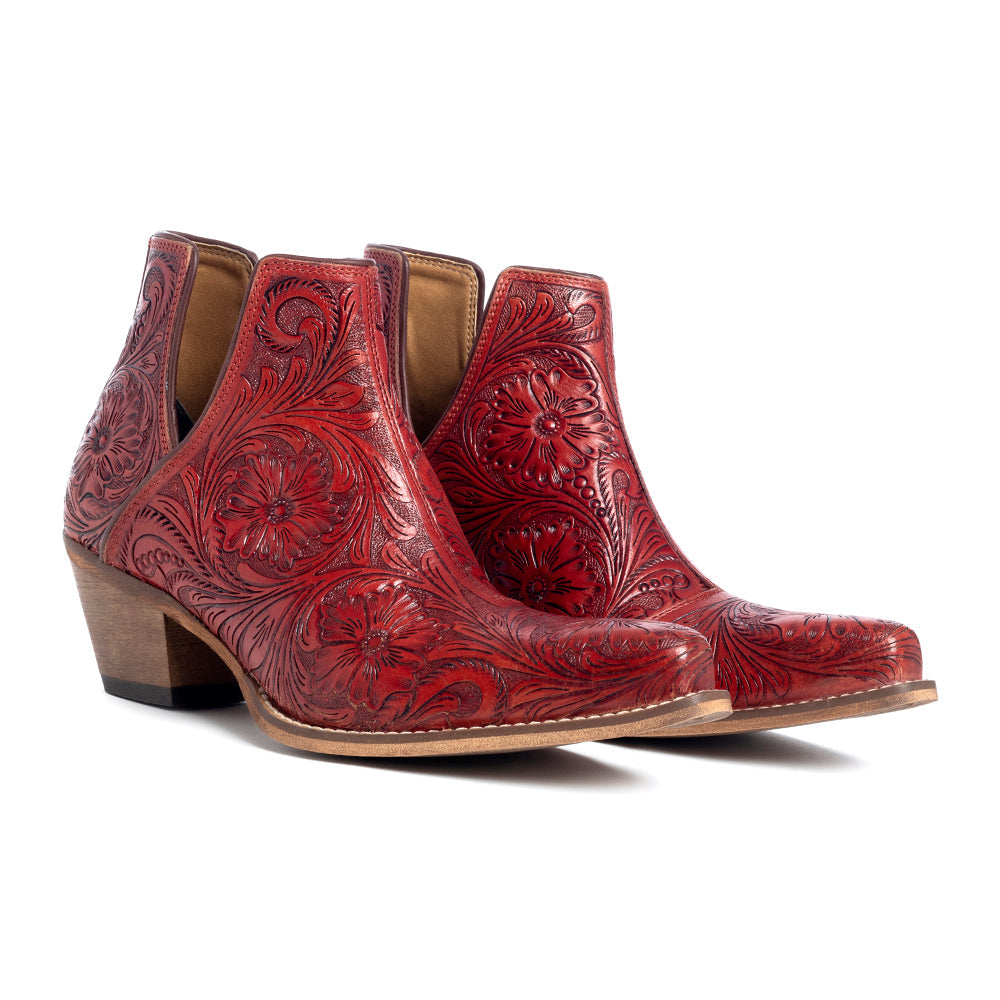 Bottines à talon Western Moxie ciselées écarlates