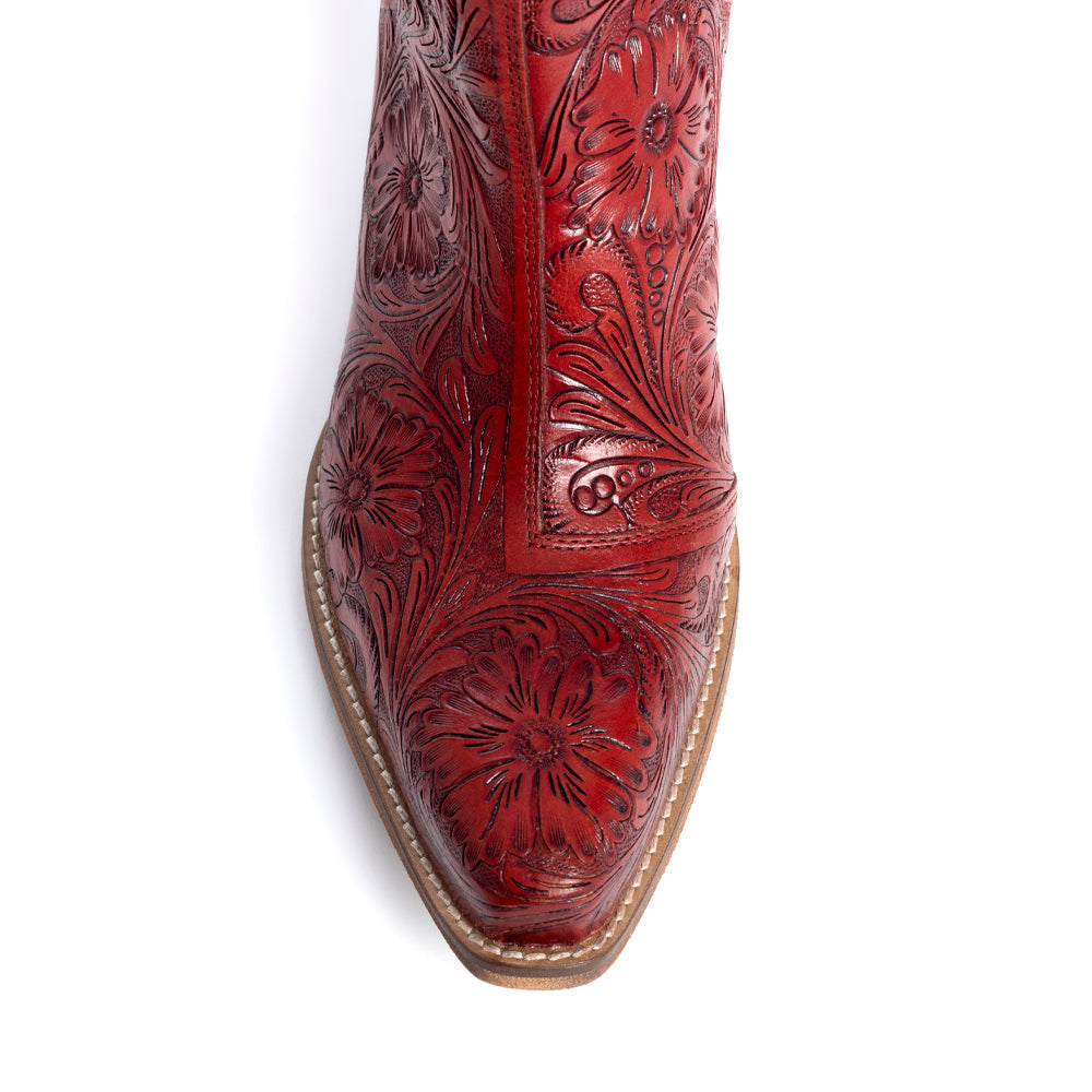 Bottines à talon Western Moxie ciselées écarlates