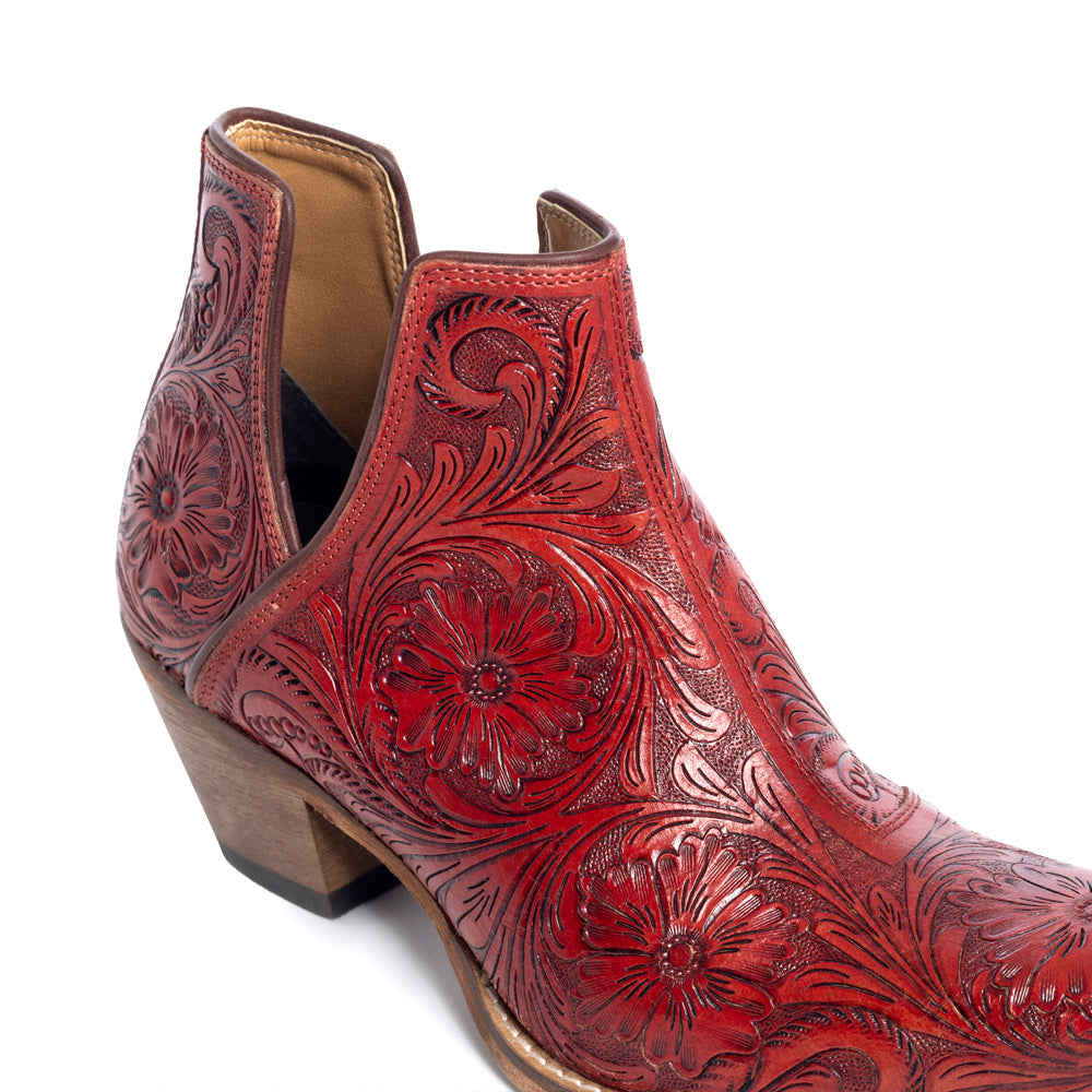 Bottines à talon Western Moxie ciselées écarlates