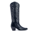 Bottes hautes pour femme en cuir noir Myra Nalejandra – Talons aiguilles brodés de style western pour un look festif et campagnard