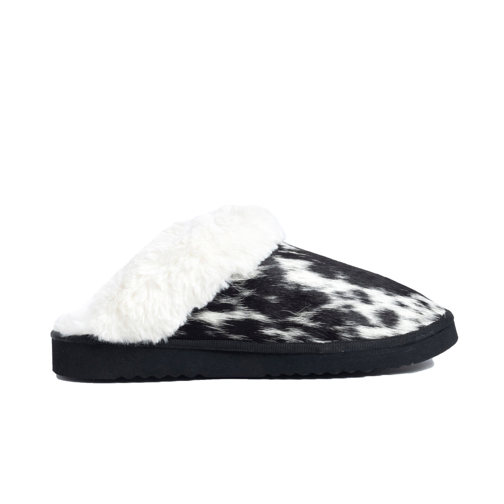 Pantoufles en cuir vÃ©ritable fourrÃ©es Myra Alamosa Shadow pour femme â€“ Confort hivernal intÃ©rieur, semelle souple, style western