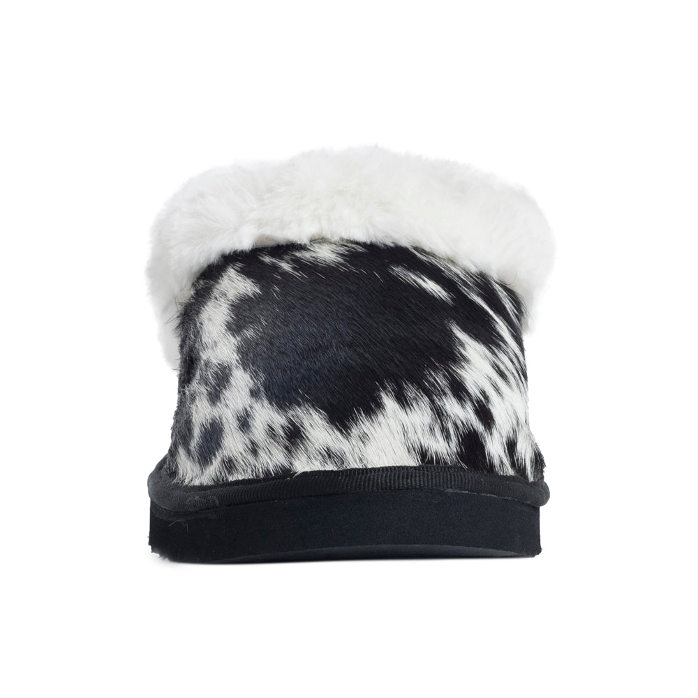 Pantoufles en cuir vÃ©ritable fourrÃ©es Myra Alamosa Shadow pour femme â€“ Confort hivernal intÃ©rieur, semelle souple, style western