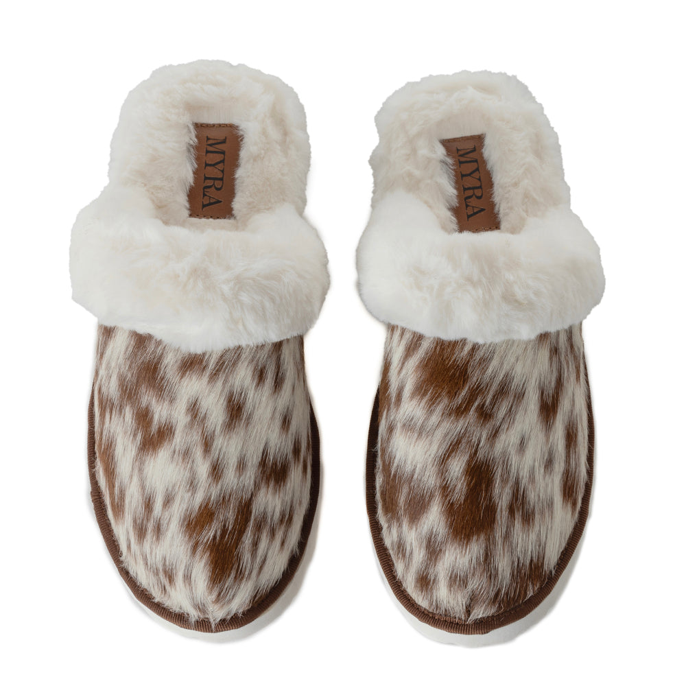 Chaussons Myra Alamosa en cuir de veau et fourrure pour femme, confort intérieur hivernal, semelle souple, style western