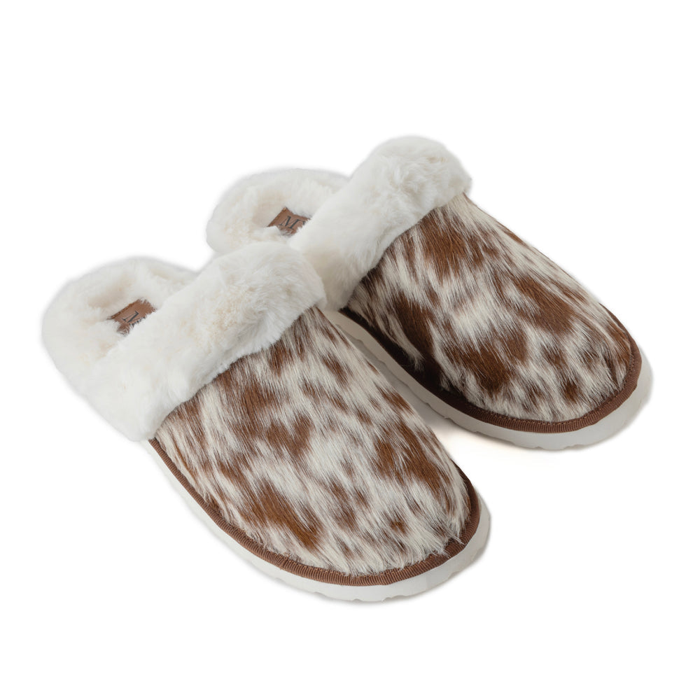 Chaussons Myra Alamosa en cuir de veau et fourrure pour femme, confort intérieur hivernal, semelle souple, style western