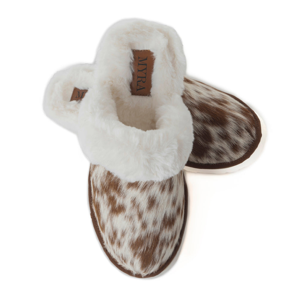 Chaussons Myra Alamosa en cuir de veau et fourrure pour femme, confort intérieur hivernal, semelle souple, style western